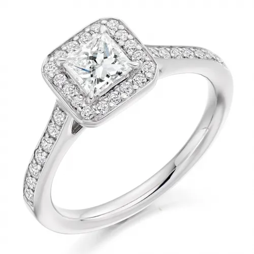 Square Cut Diamond Halo Rings